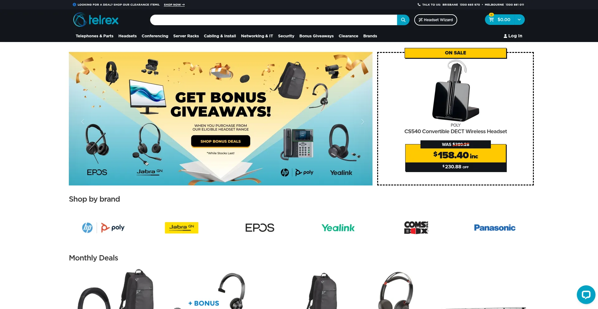 Website screenshot of Telrex.com.au