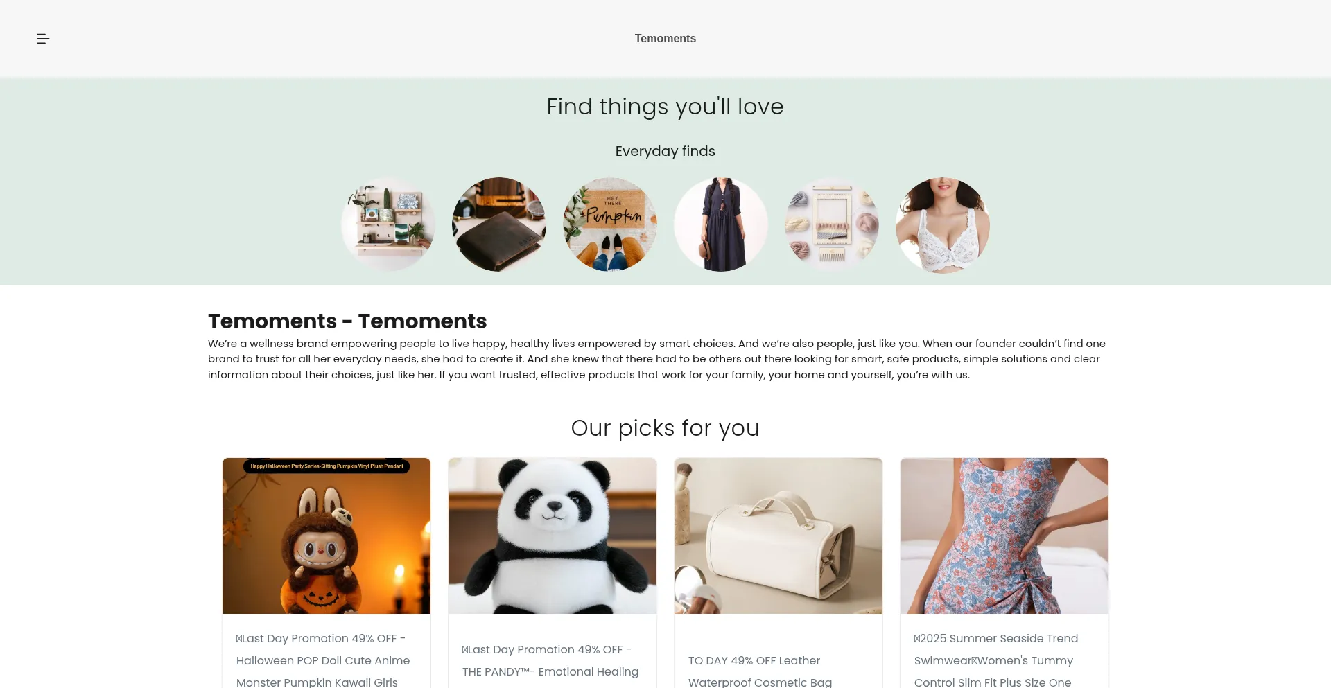 Website screenshot of Temoments.com
