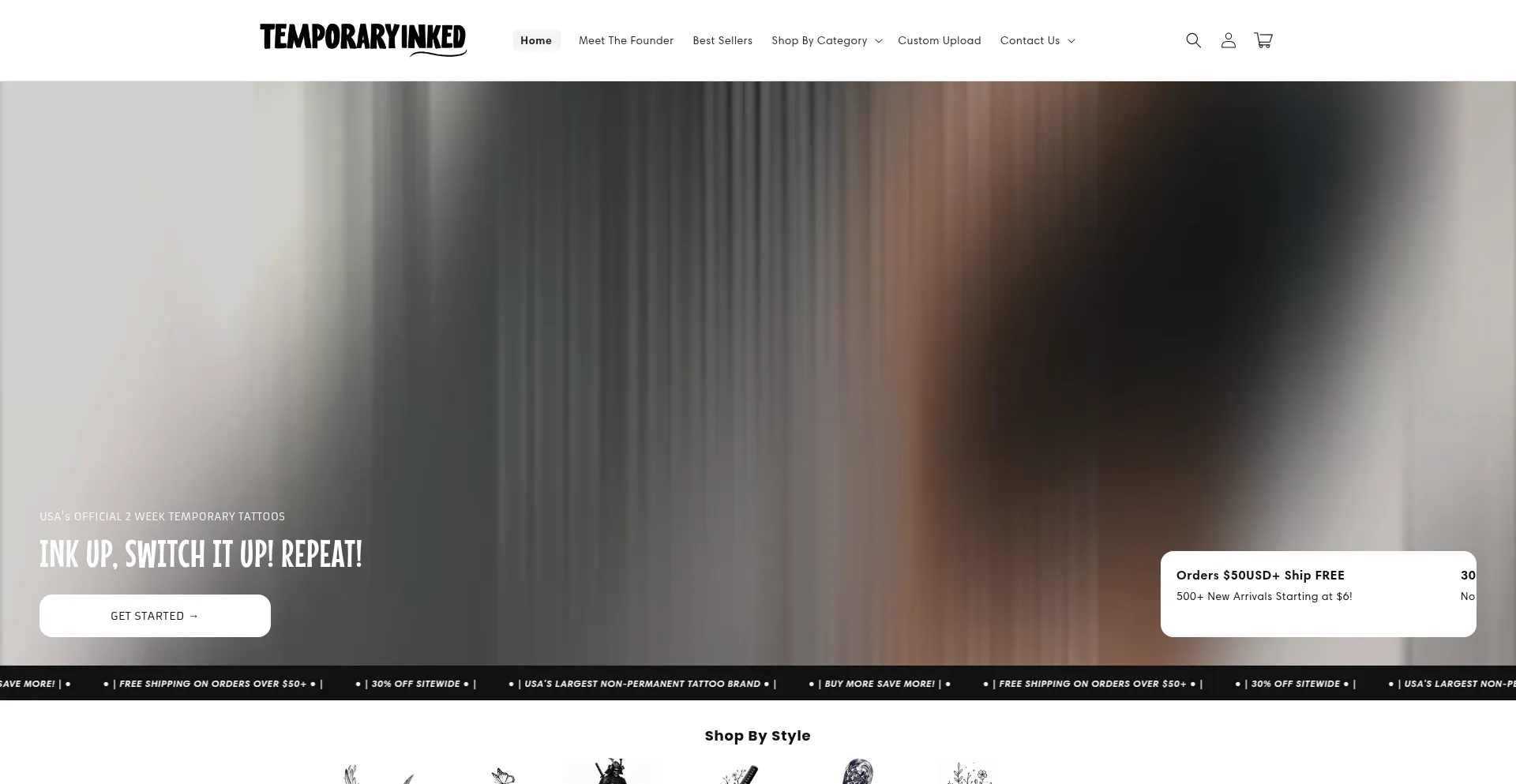 Website screenshot of Temporaryinked.com