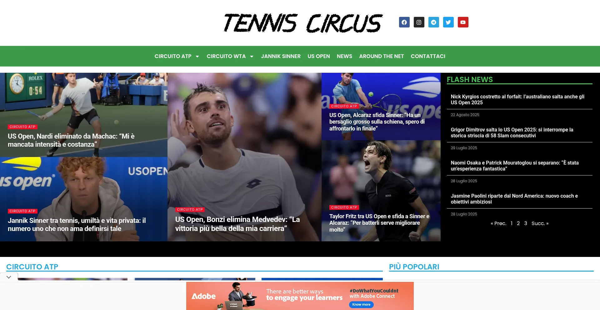 Website screenshot of Tenniscircus.com