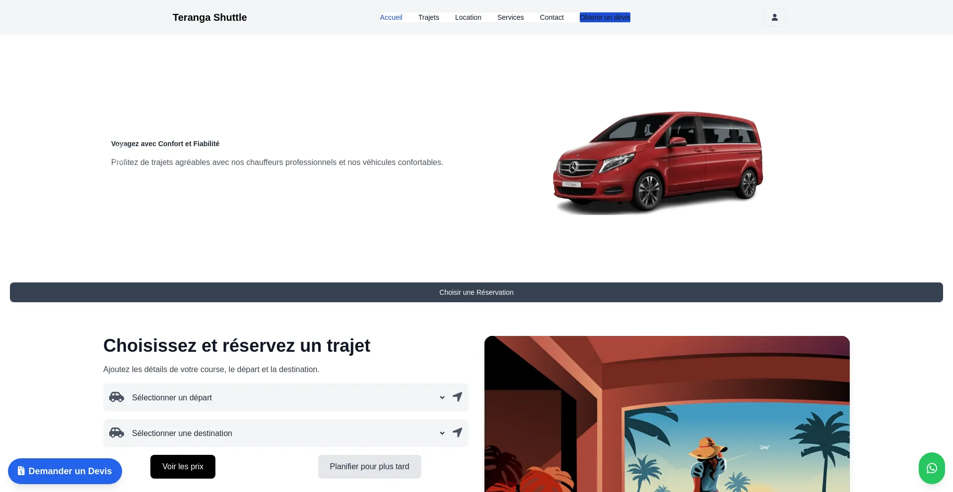 Website screenshot of Terangashuttle.com
