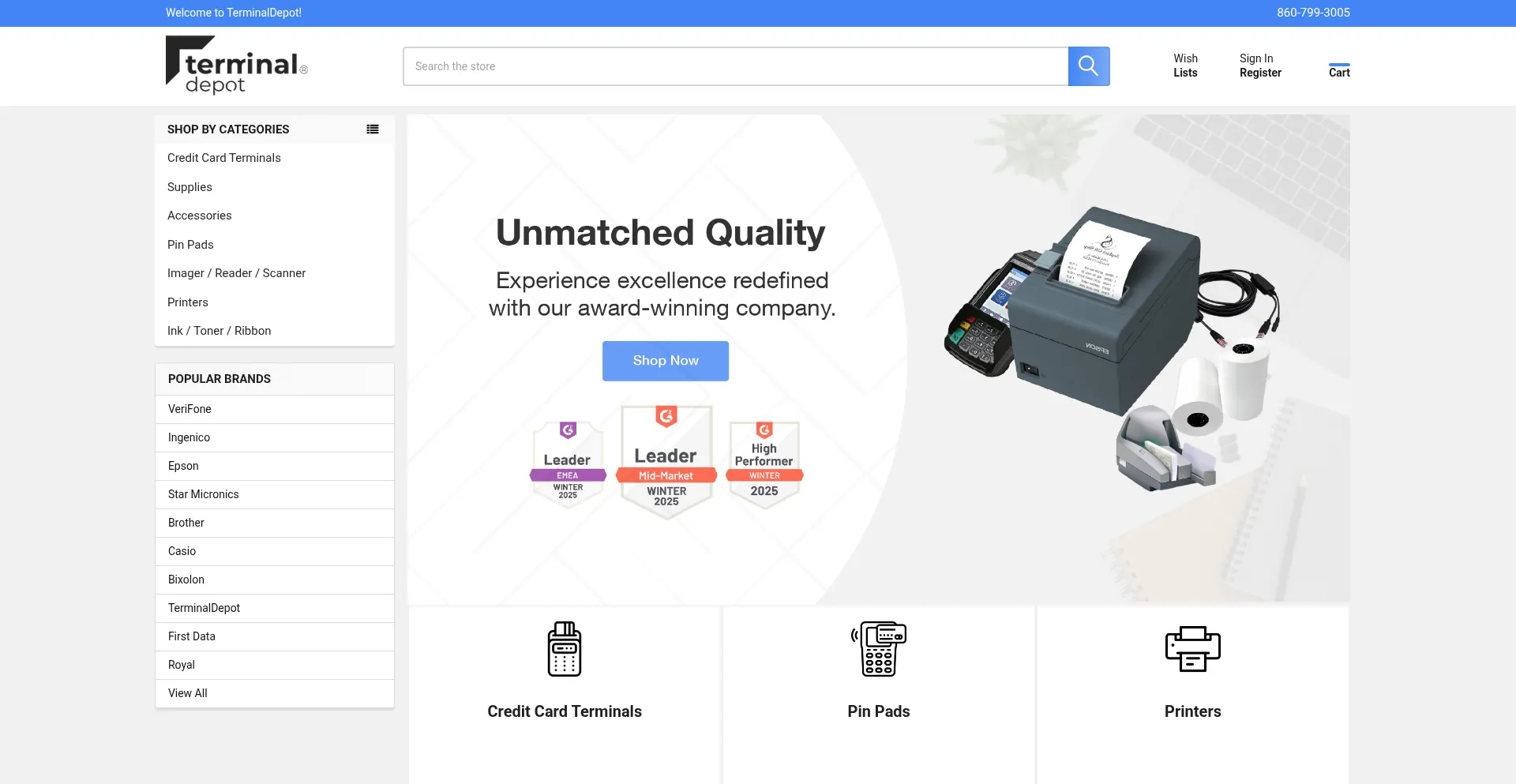 Website screenshot of Terminaldepot.net