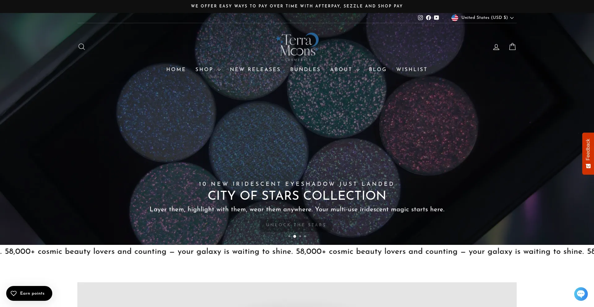 Website screenshot of Terramoonscosmetics.com