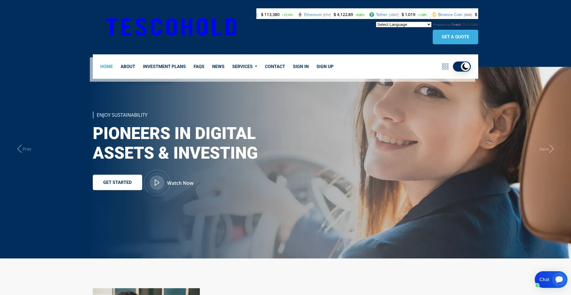 Website screenshot of Tescohold.com