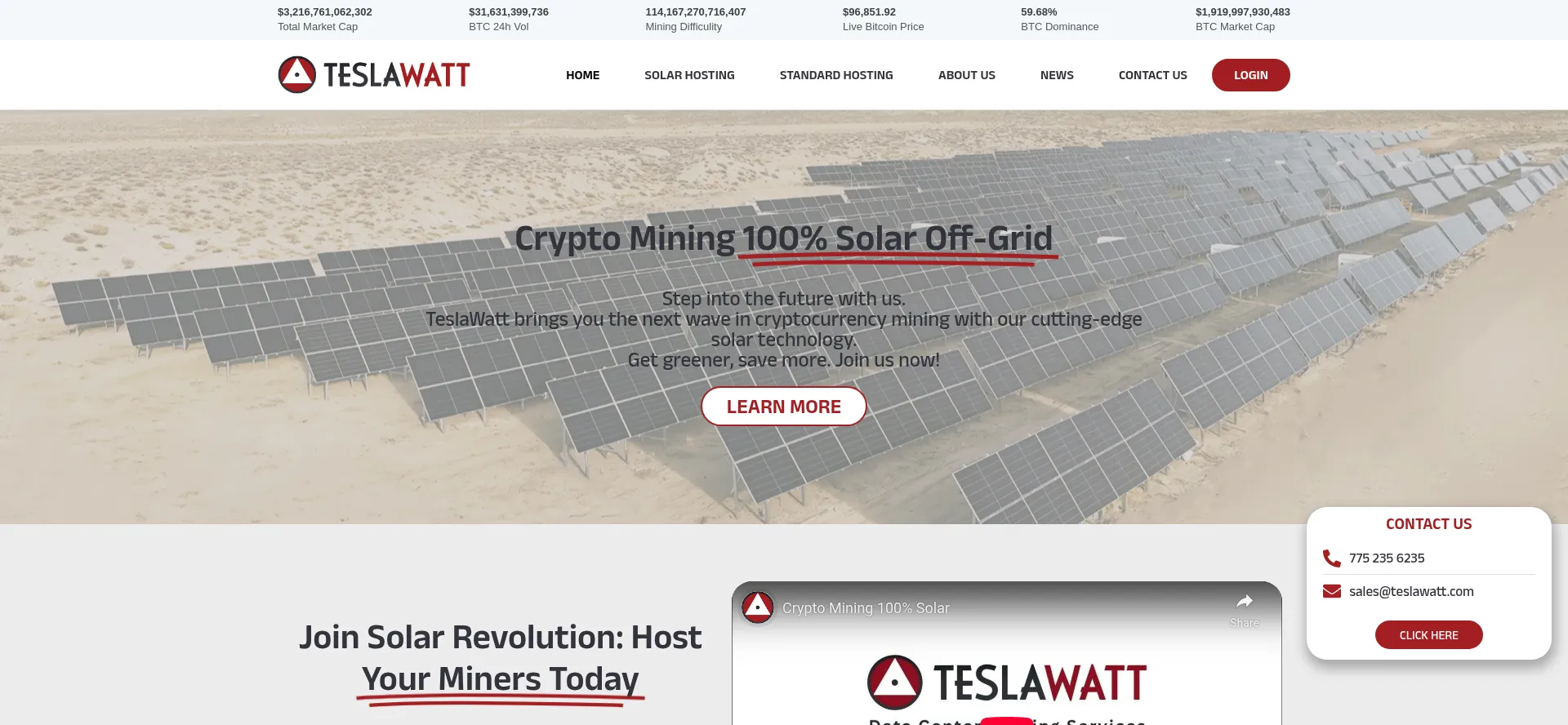 Website screenshot of Teslawatt.com