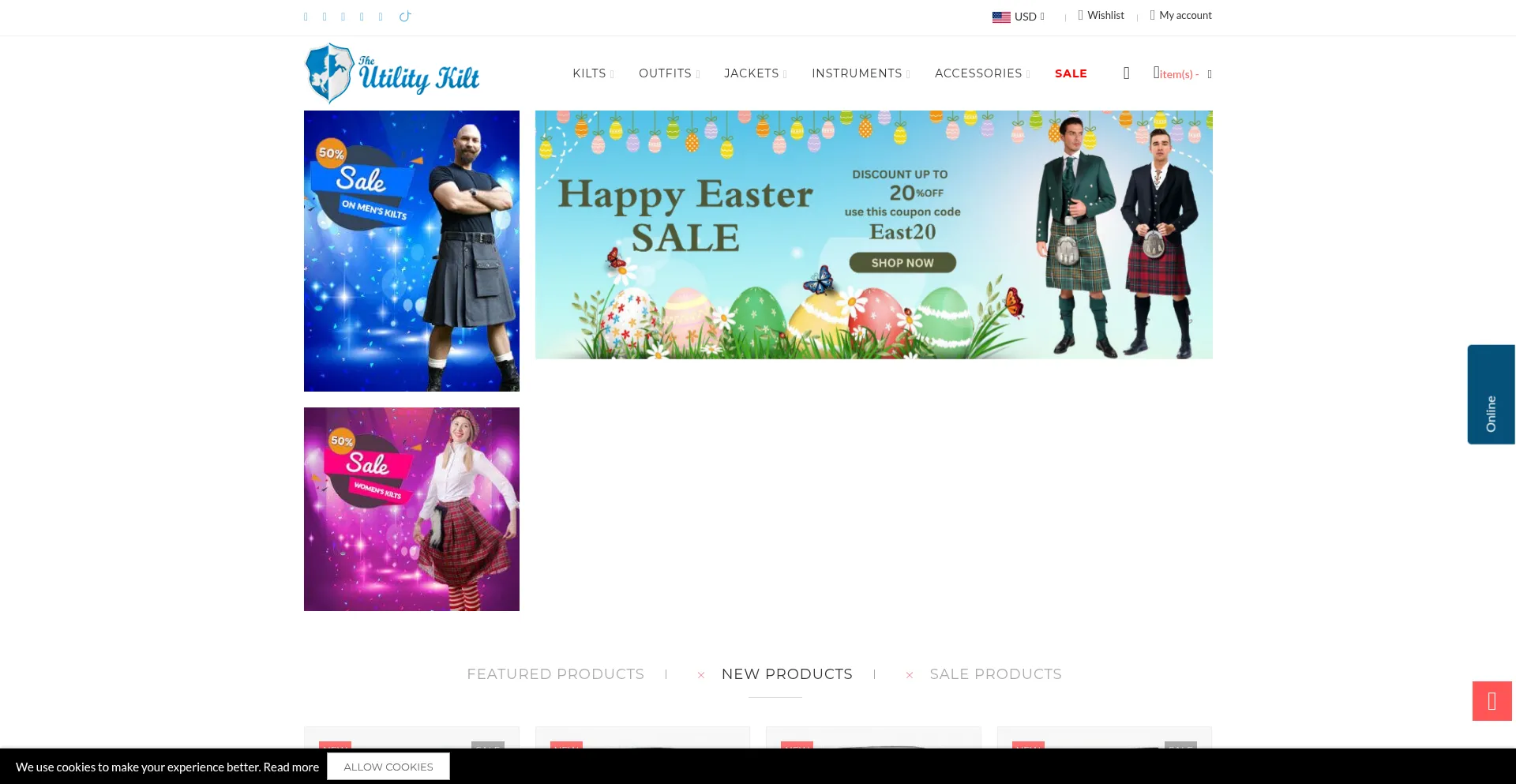 Website screenshot of Test.theutilitykilt.com
