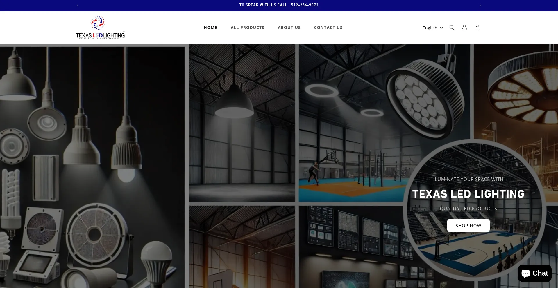 Website screenshot of Texasledlightings.com