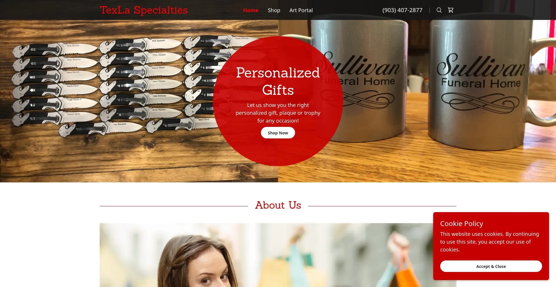 Website screenshot of Texlaspec.com
