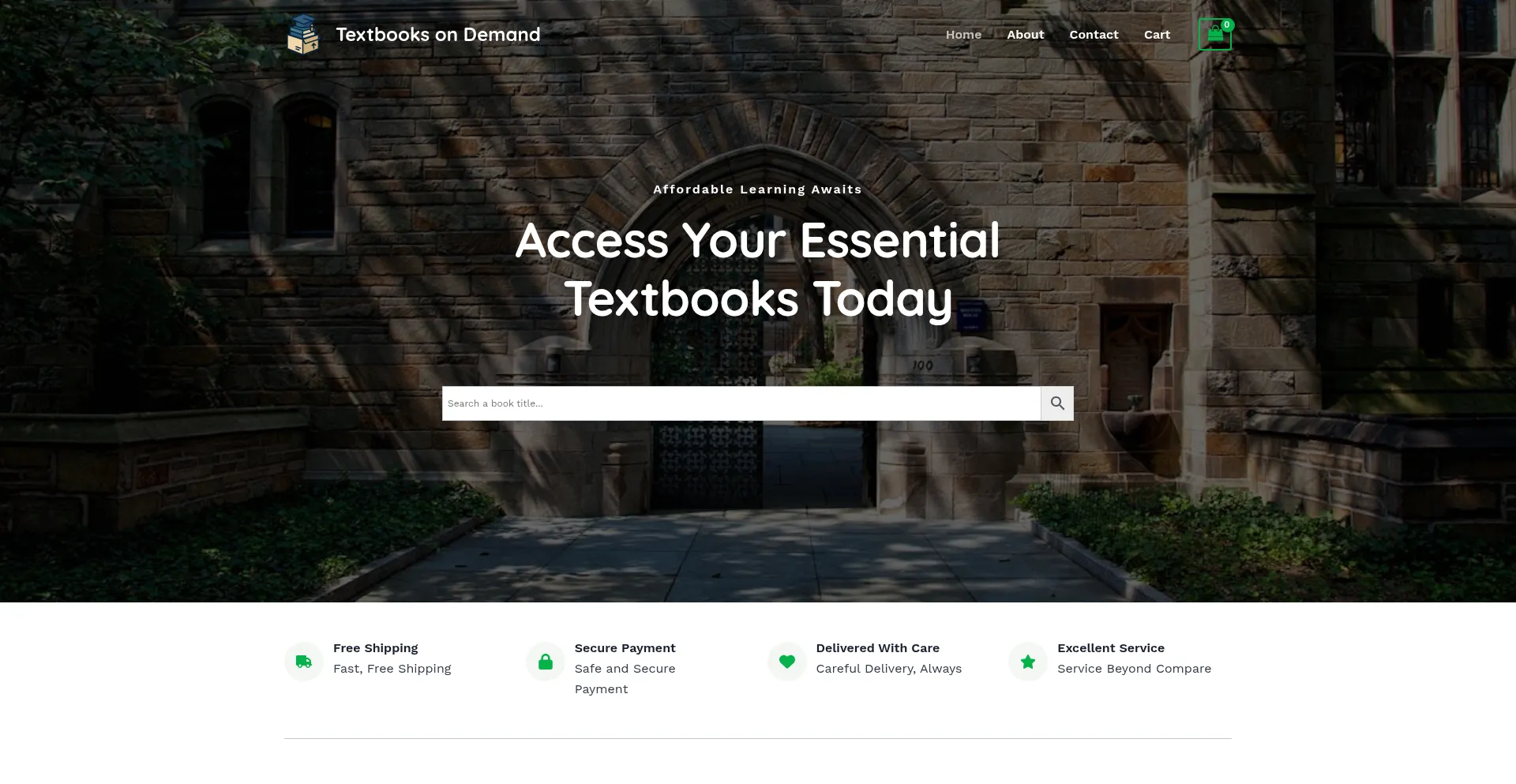 Website screenshot of Textbooksondemand.com