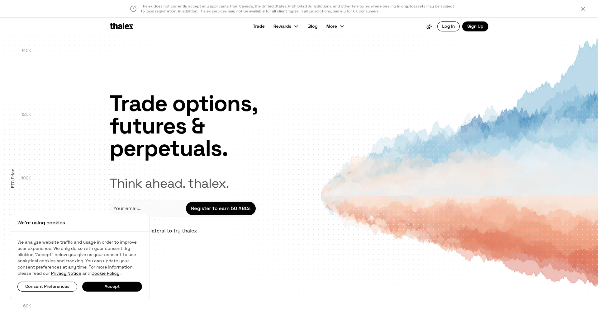 Website screenshot of Thalex.com