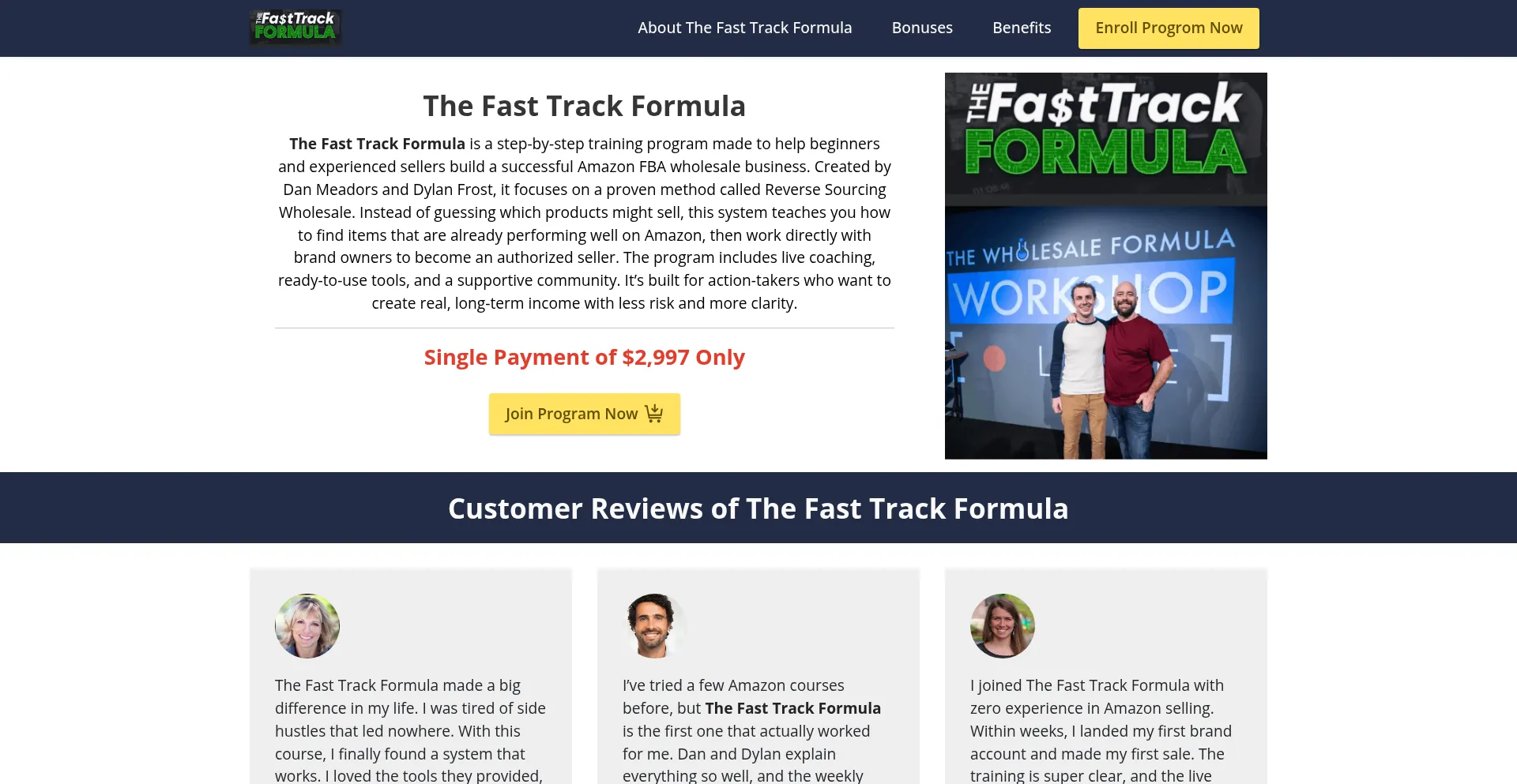 Website screenshot of The-fasttrackformula.us