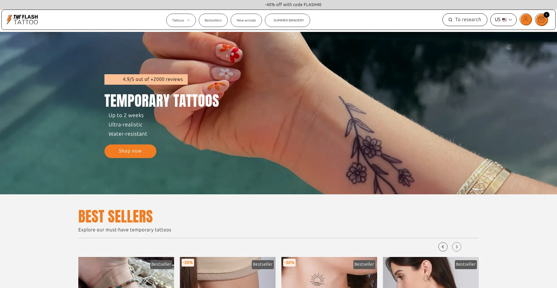 Website screenshot of The-flash-tattoo.com