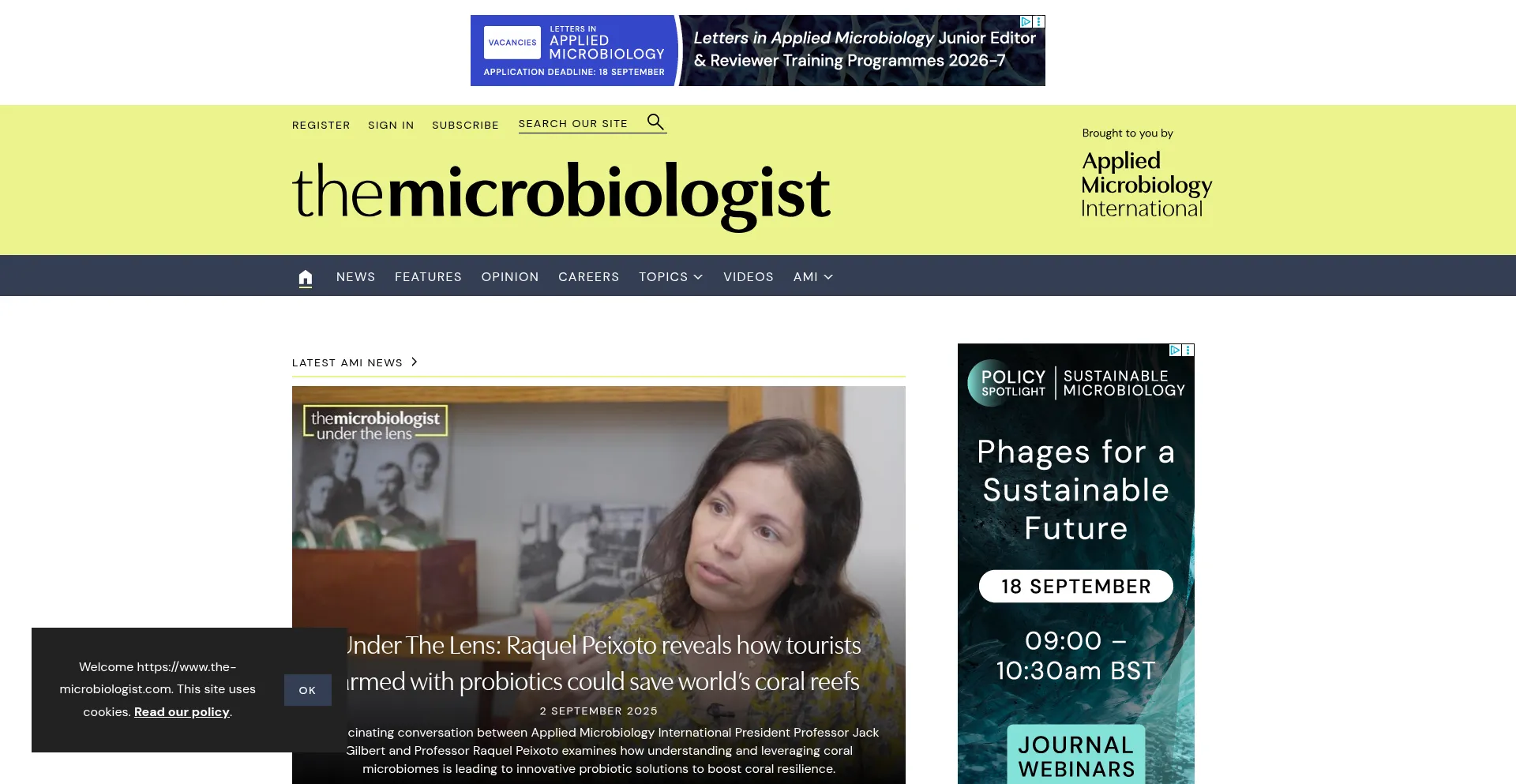 Website screenshot of The-microbiologist.com