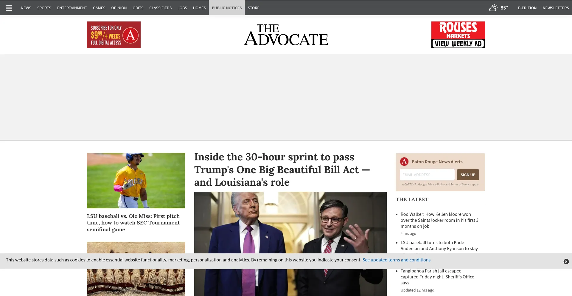 Website screenshot of Theadvocate.com