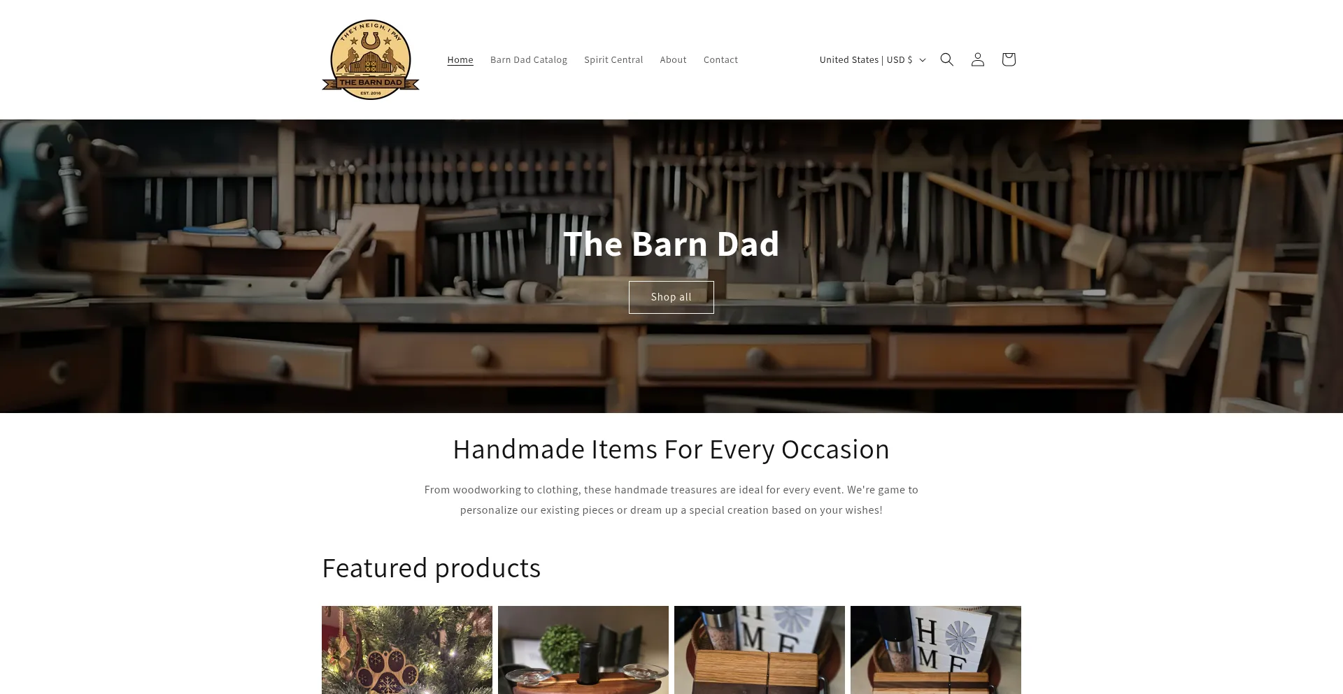 Website screenshot of Thebarndad.com