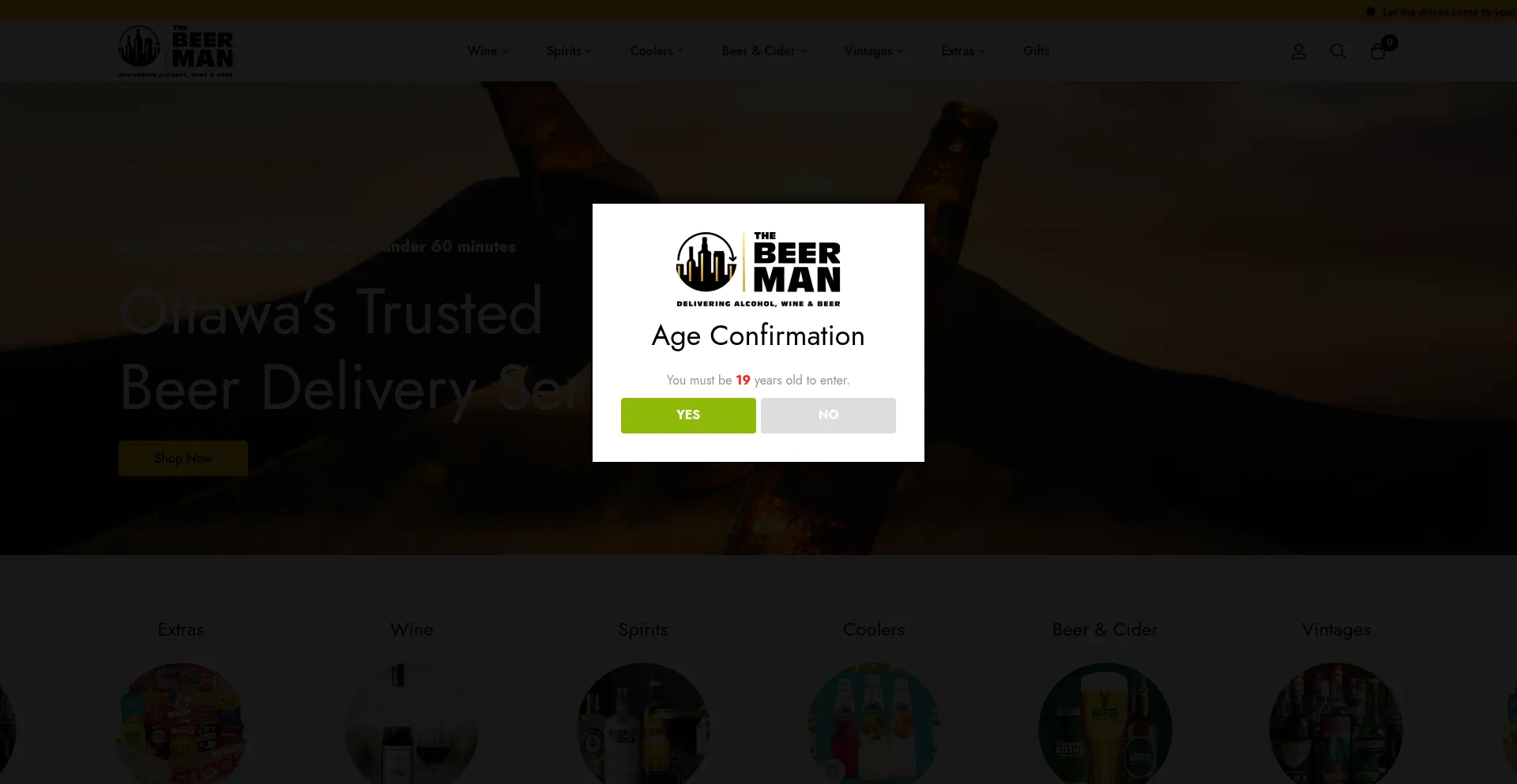 Website screenshot of Thebeerman.ca