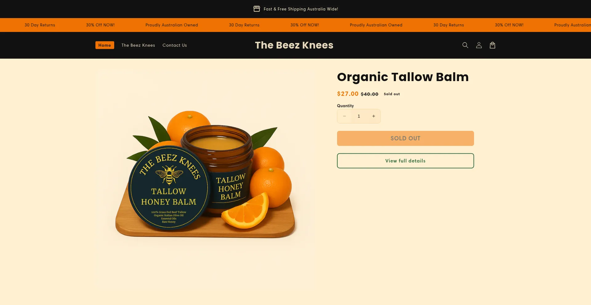 Website screenshot of Thebeezknees.com