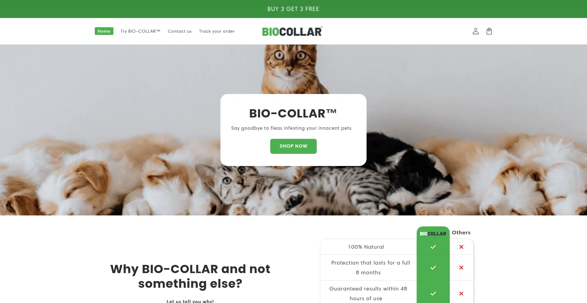 Website screenshot of Thebiocollar.com