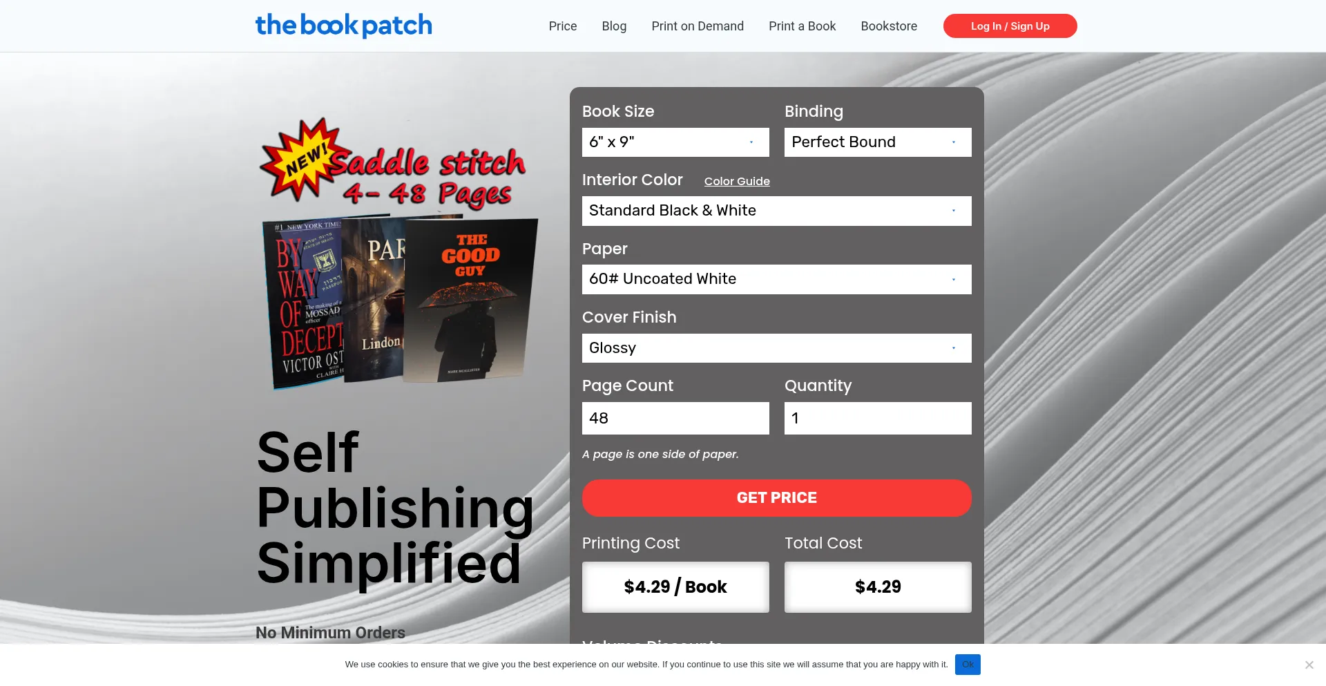 Website screenshot of Thebookpatch.com