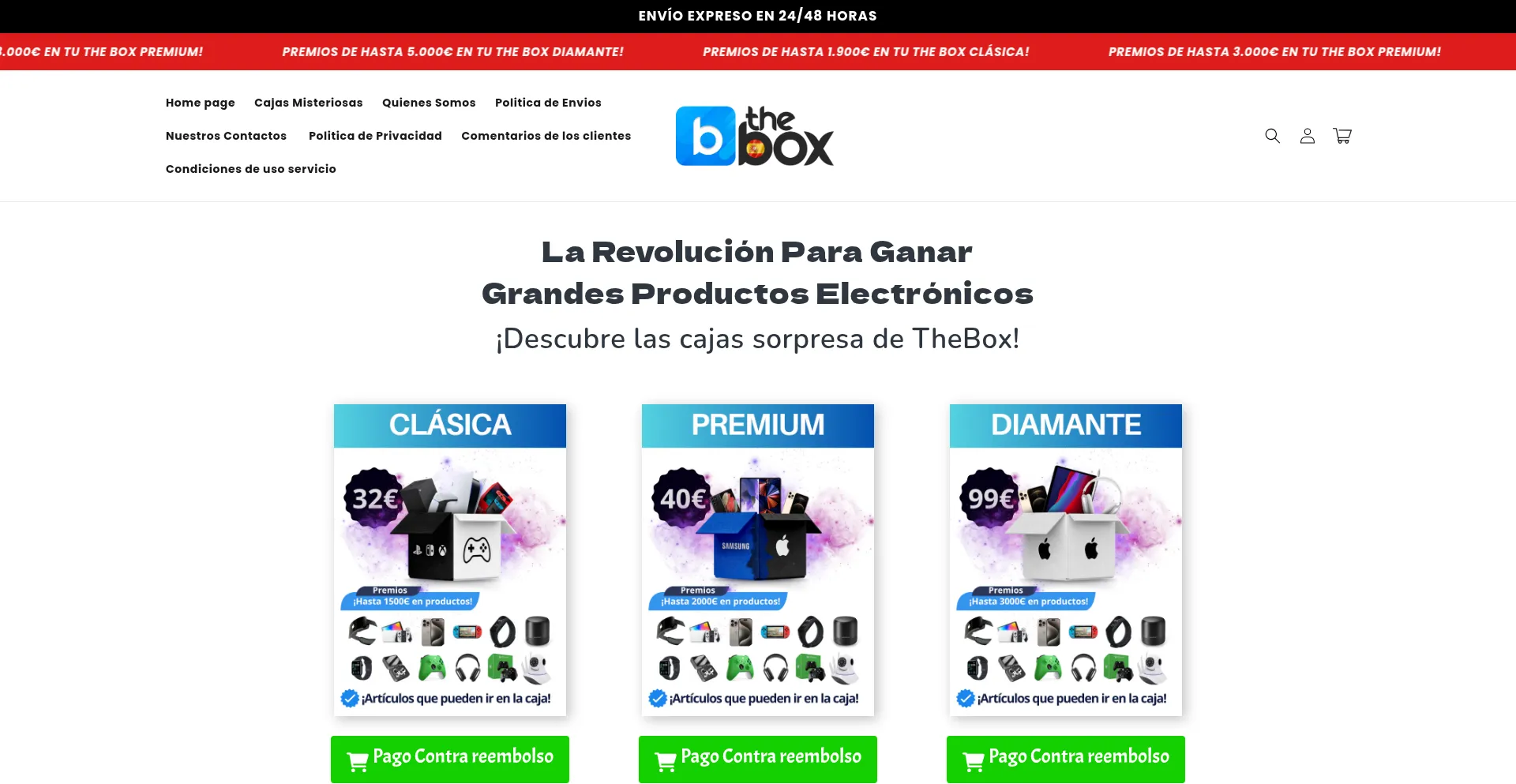 Website screenshot of Theboxxesp.com