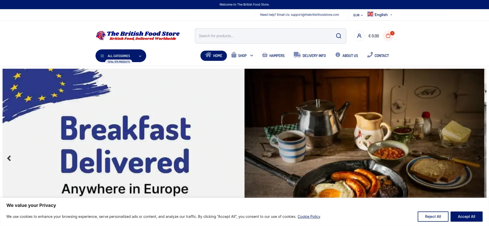 Website screenshot of Thebritishfoodstore.com
