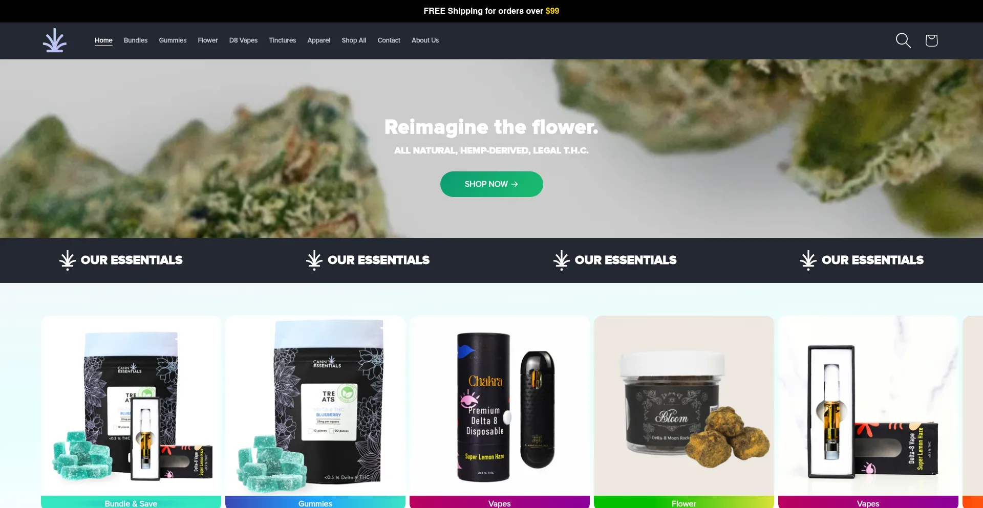 Website screenshot of Thecannessentials.com