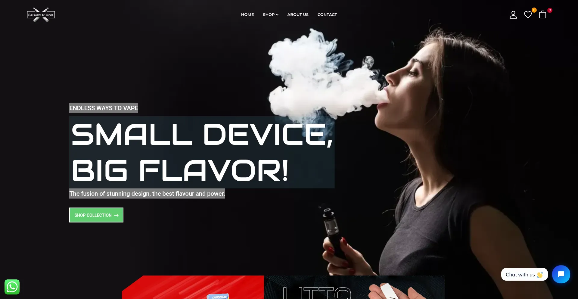 Website screenshot of Thecartsofvapor.com