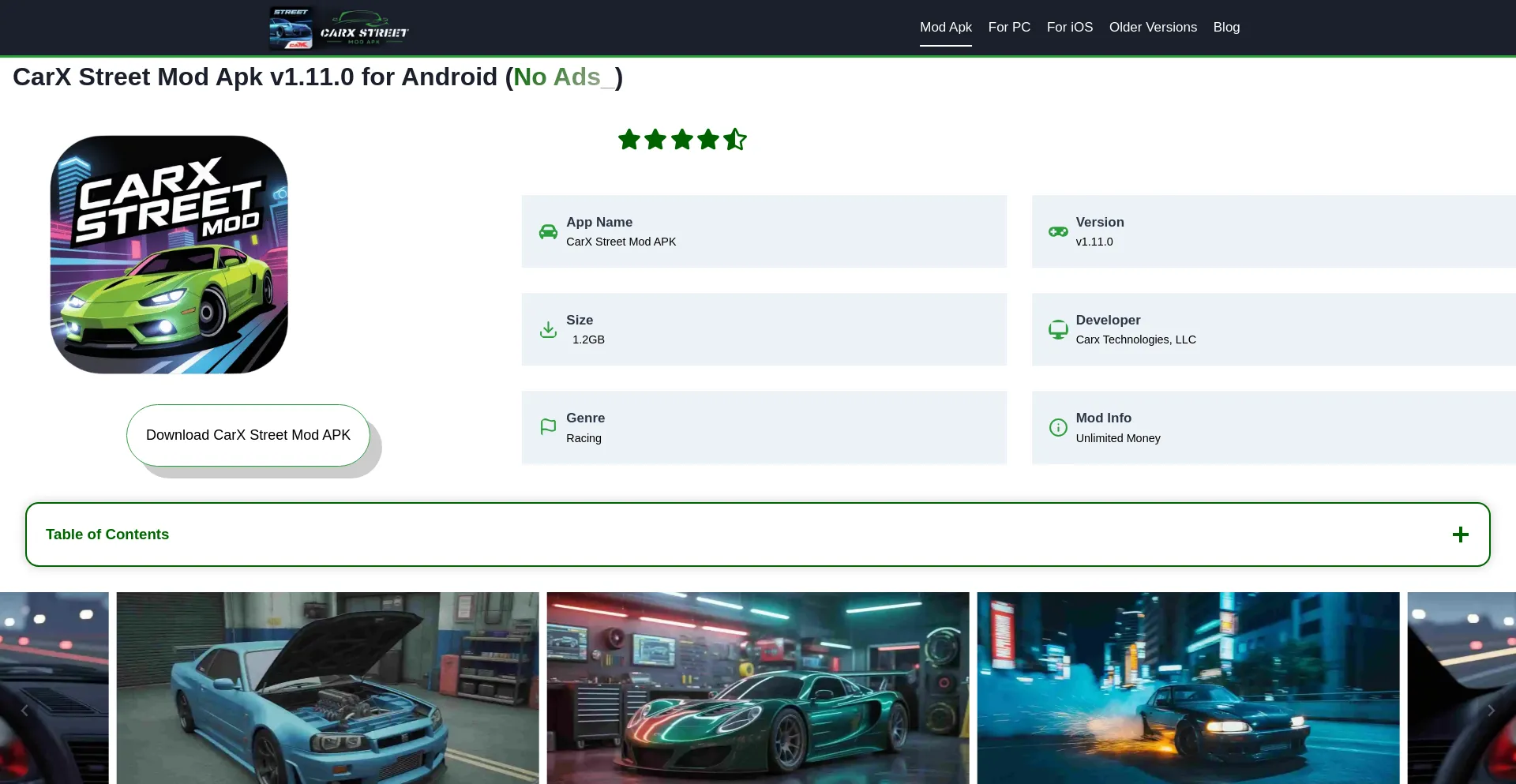 Website screenshot of Thecarxstreet.com