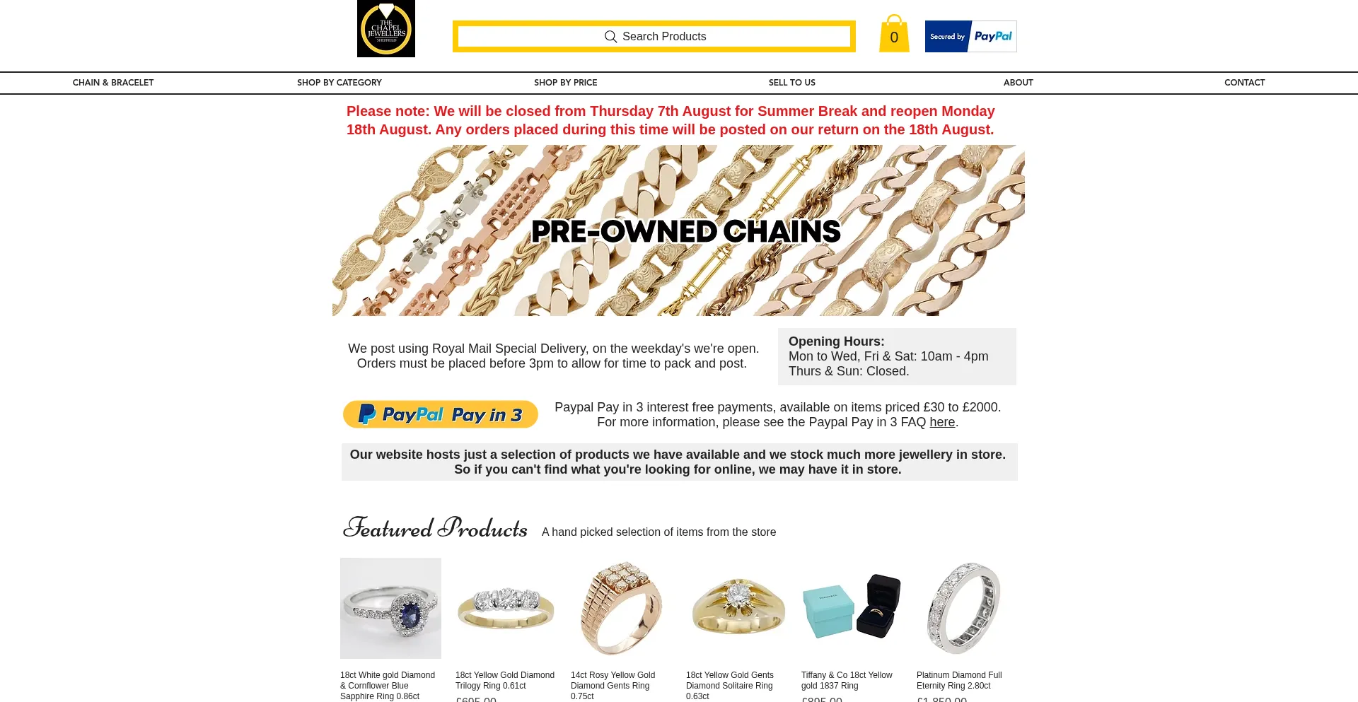 Website screenshot of Thechapeljewellersshop.com