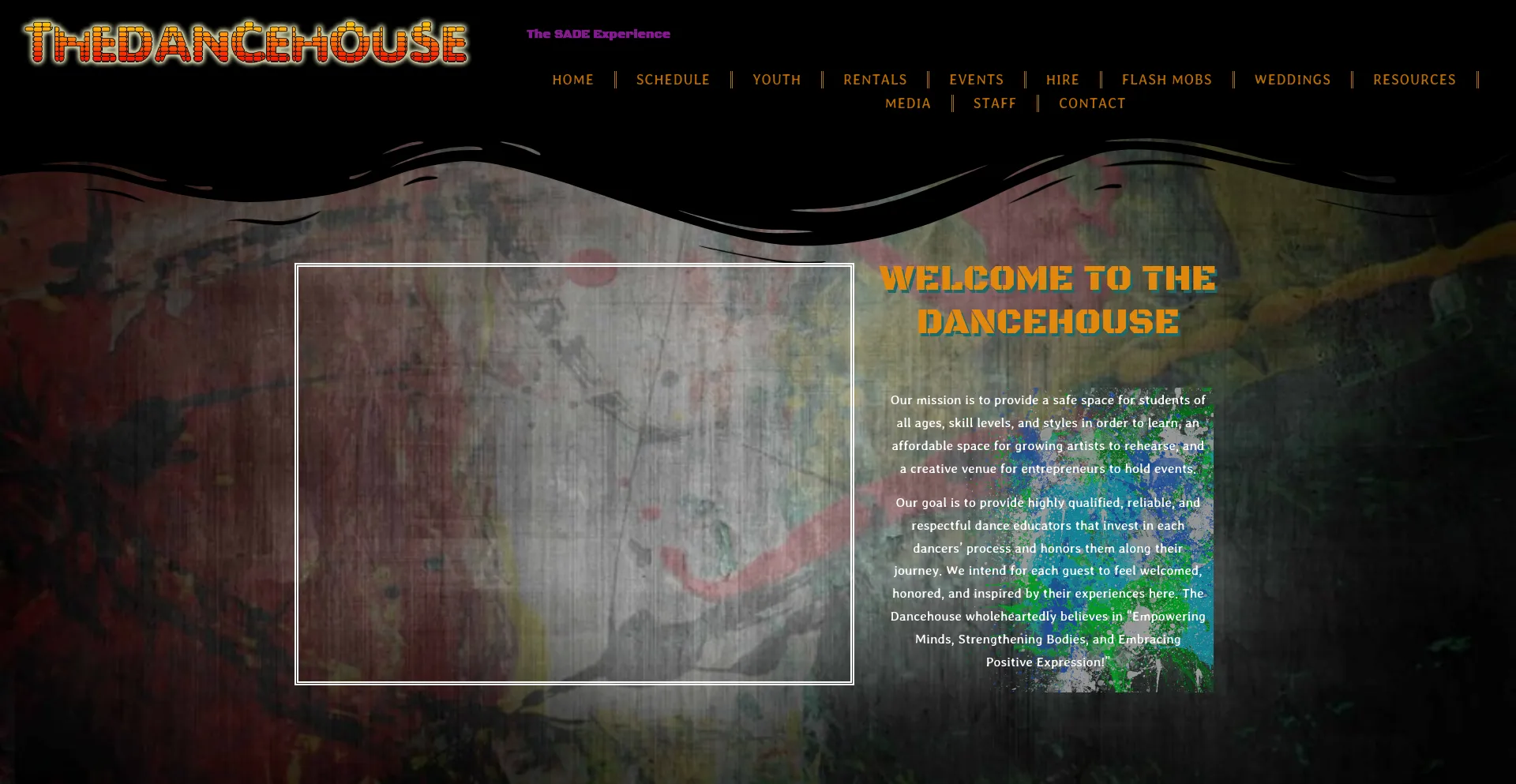 Website screenshot of Thedancehouse.com