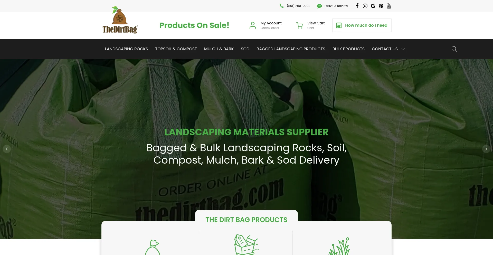 Website screenshot of Thedirtbag.com