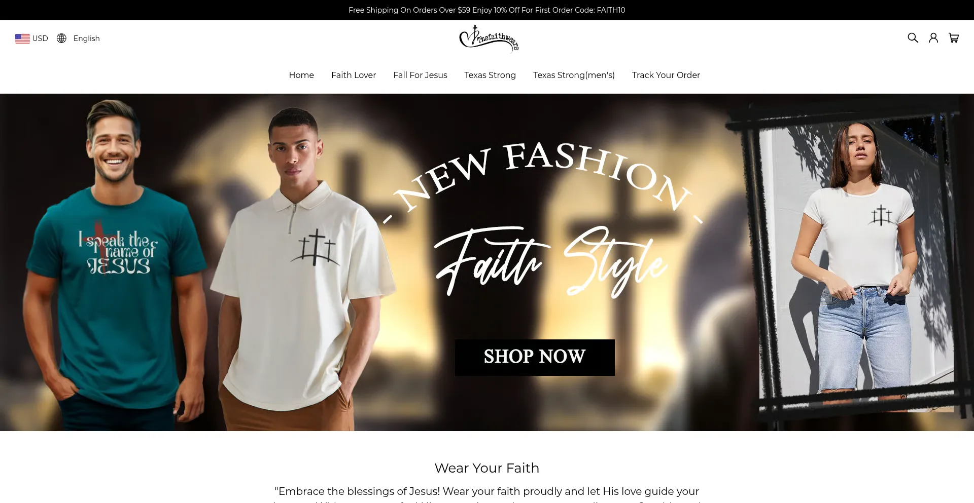 Website screenshot of Thefaithwears.com