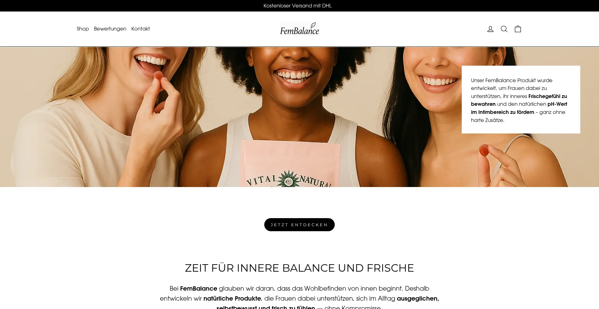 Website screenshot of Thefembalance.com