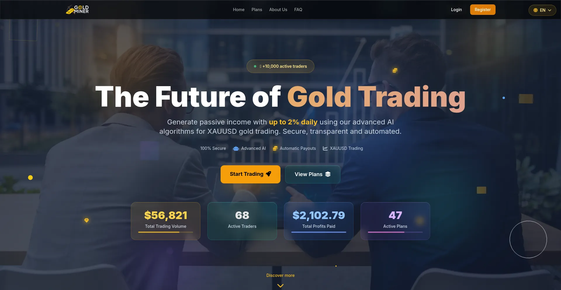 Website screenshot of Thegoldminer.biz