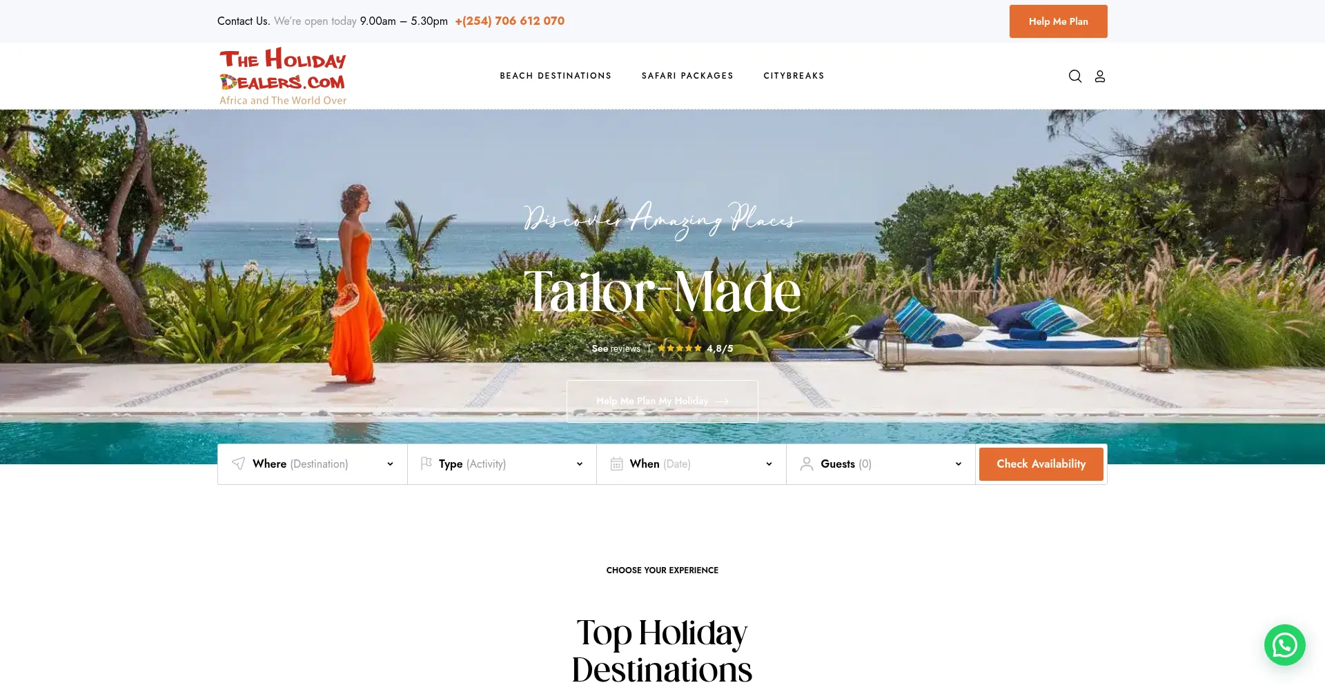 Website screenshot of Theholidaydealers.com