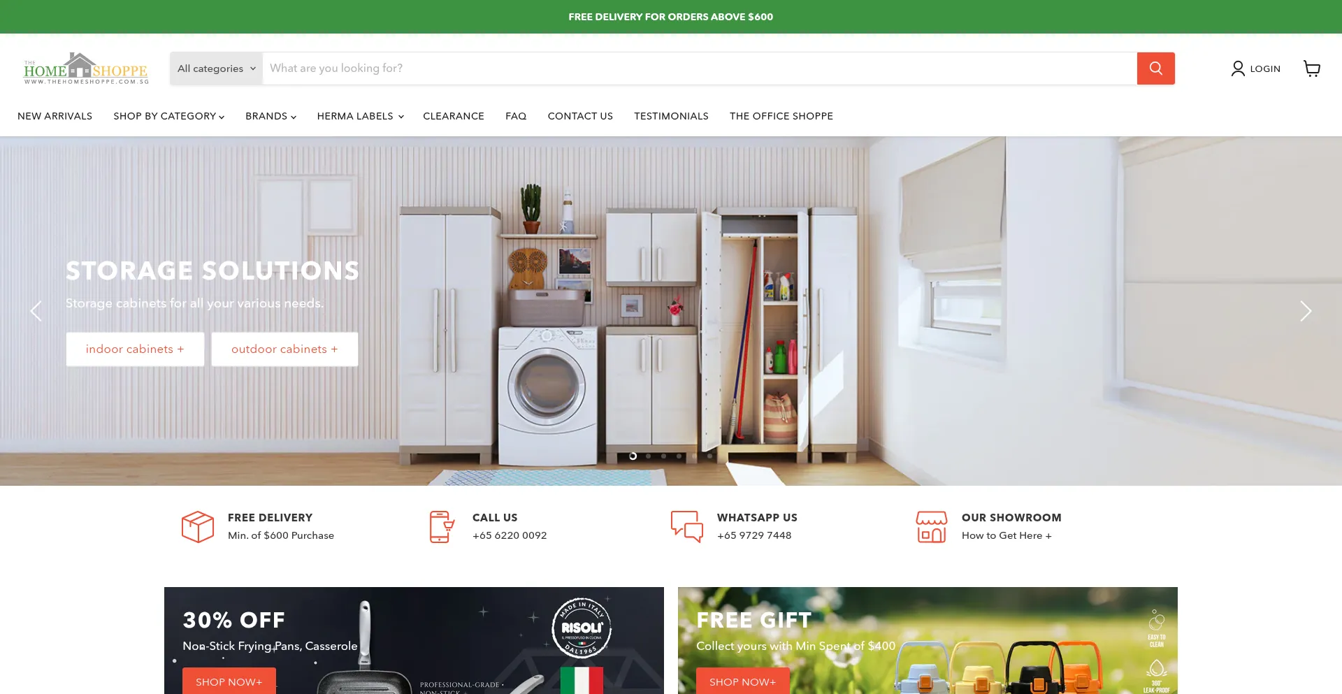 Website screenshot of Thehomeshoppe.com.sg