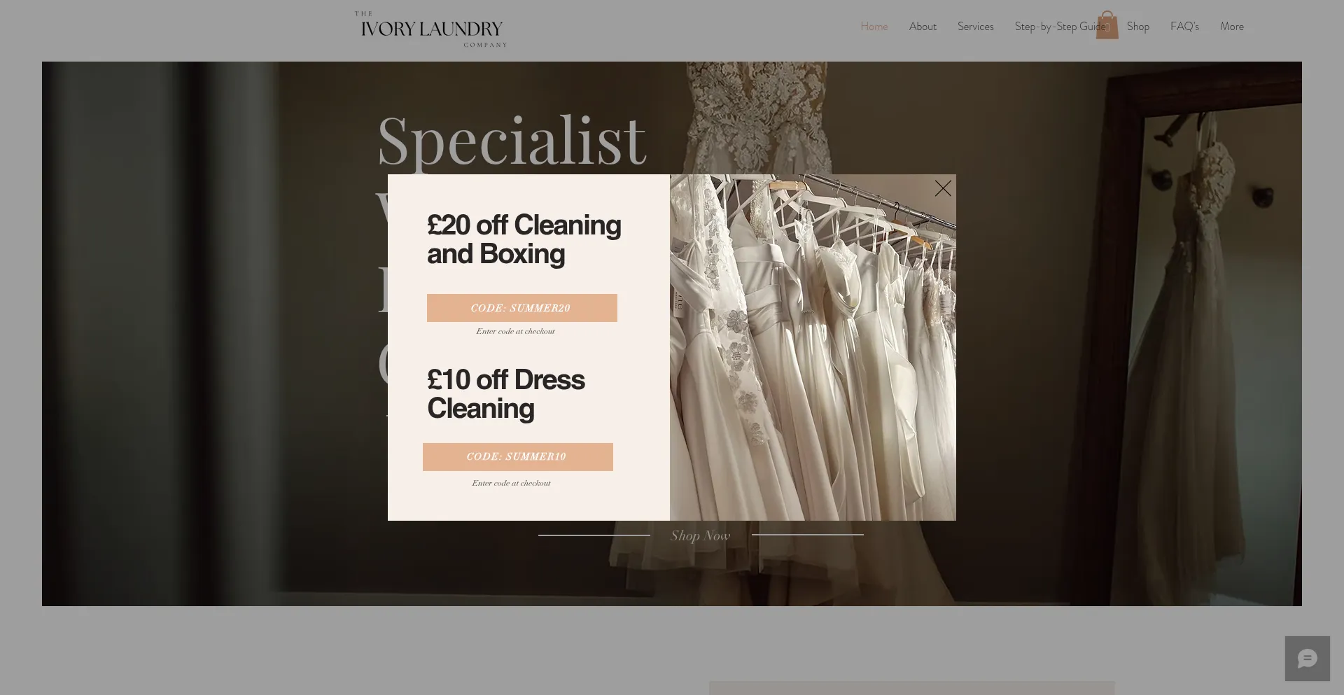 Website screenshot of Theivorylaundrycompany.co.uk
