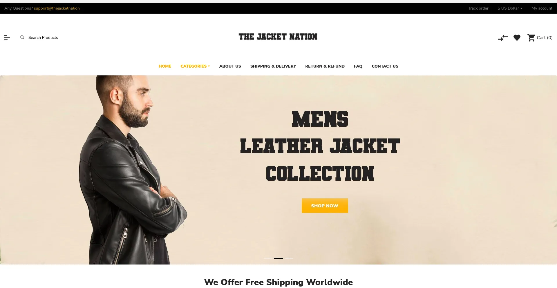 Website screenshot of Thejacketnation.com