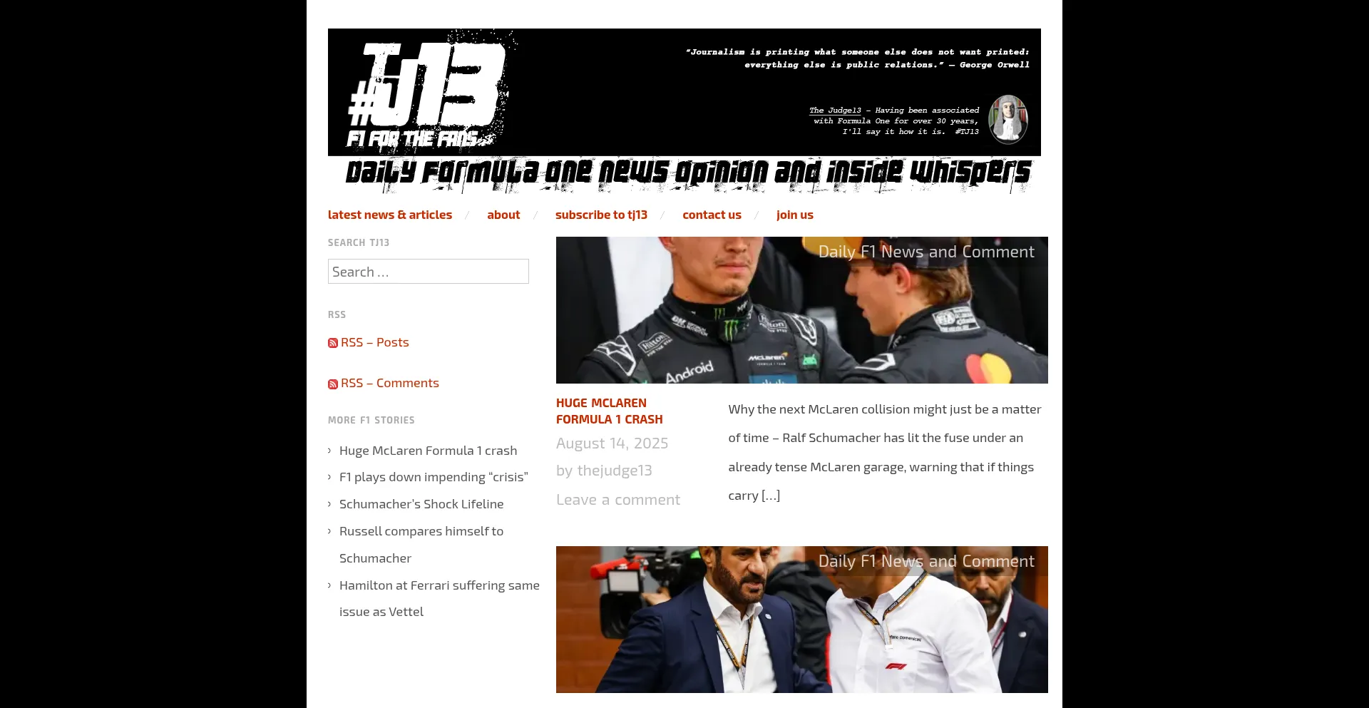 Website screenshot of Thejudge13.com