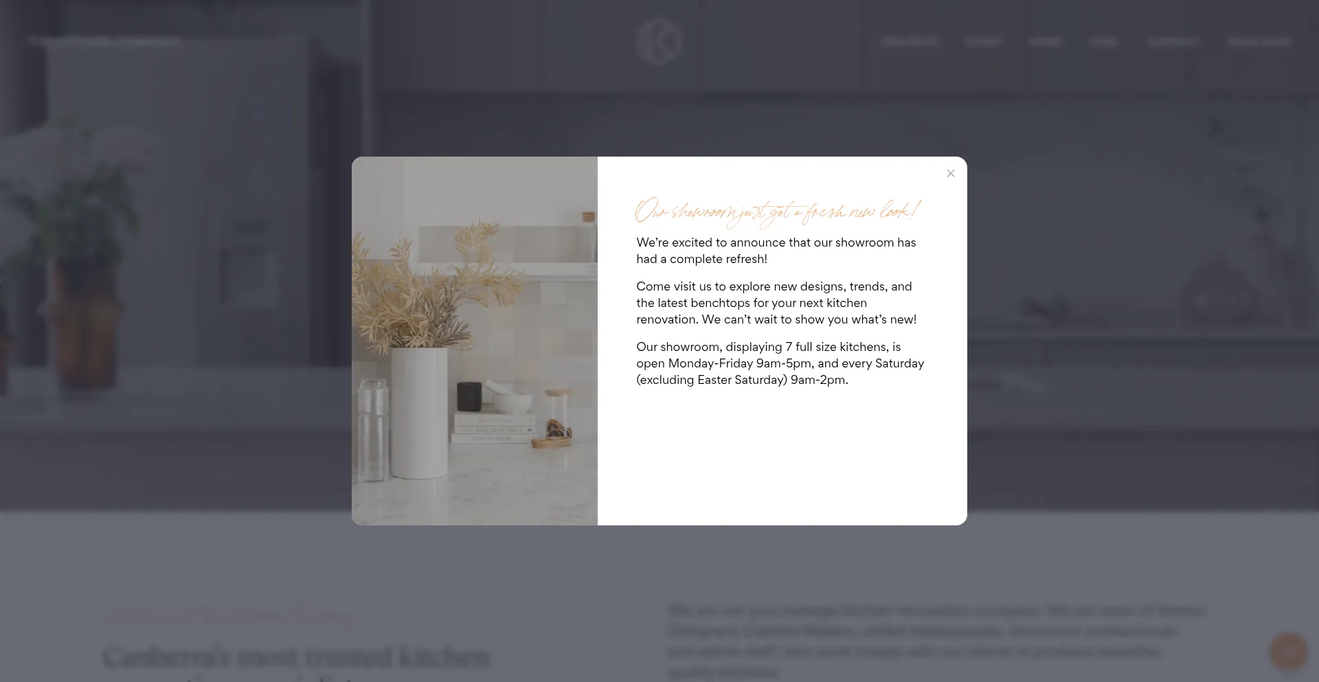 Website screenshot of Thekitchenco.com.au