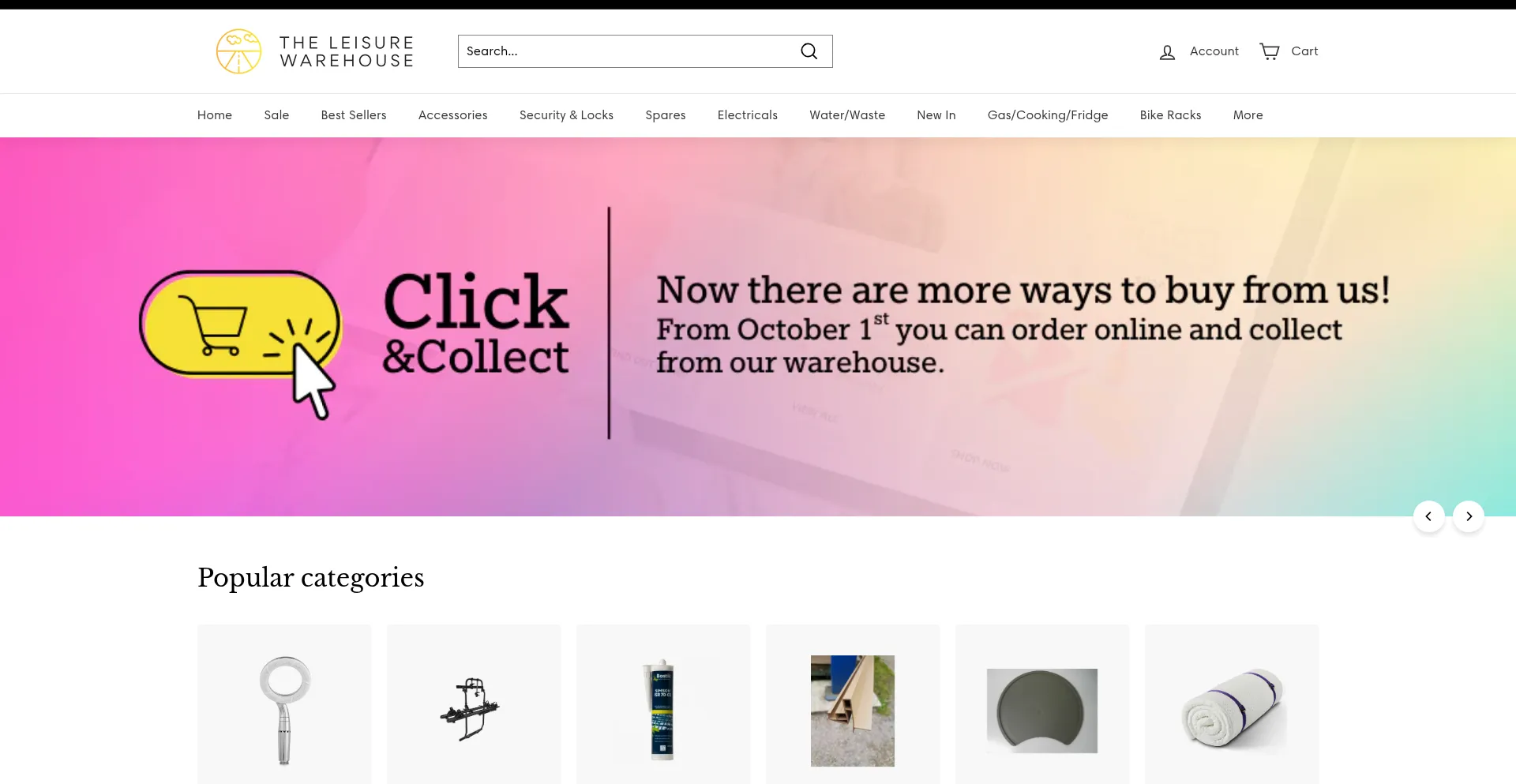 Website screenshot of Theleisurewarehouse.co.uk