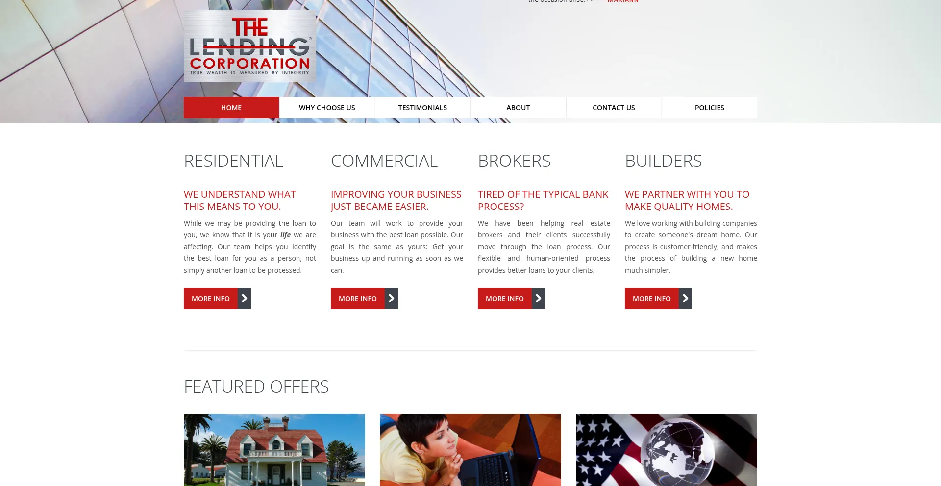 Website screenshot of Thelendingcorporation.com