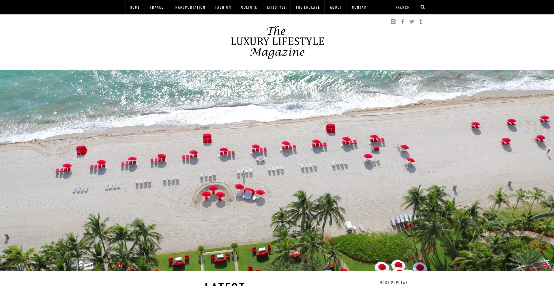 Website screenshot of Theluxurylifestylemagazine.com