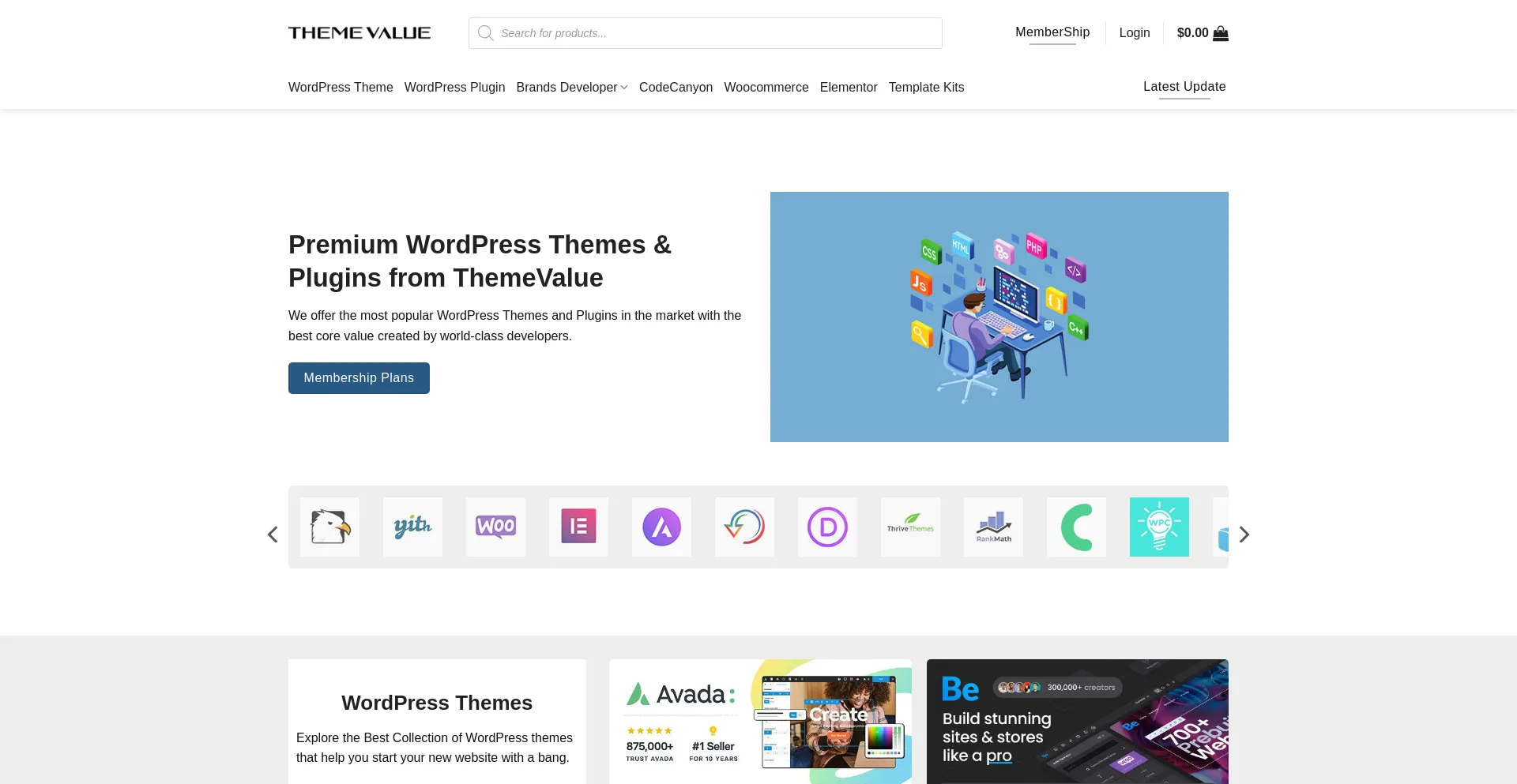 Website screenshot of Themevalue.com