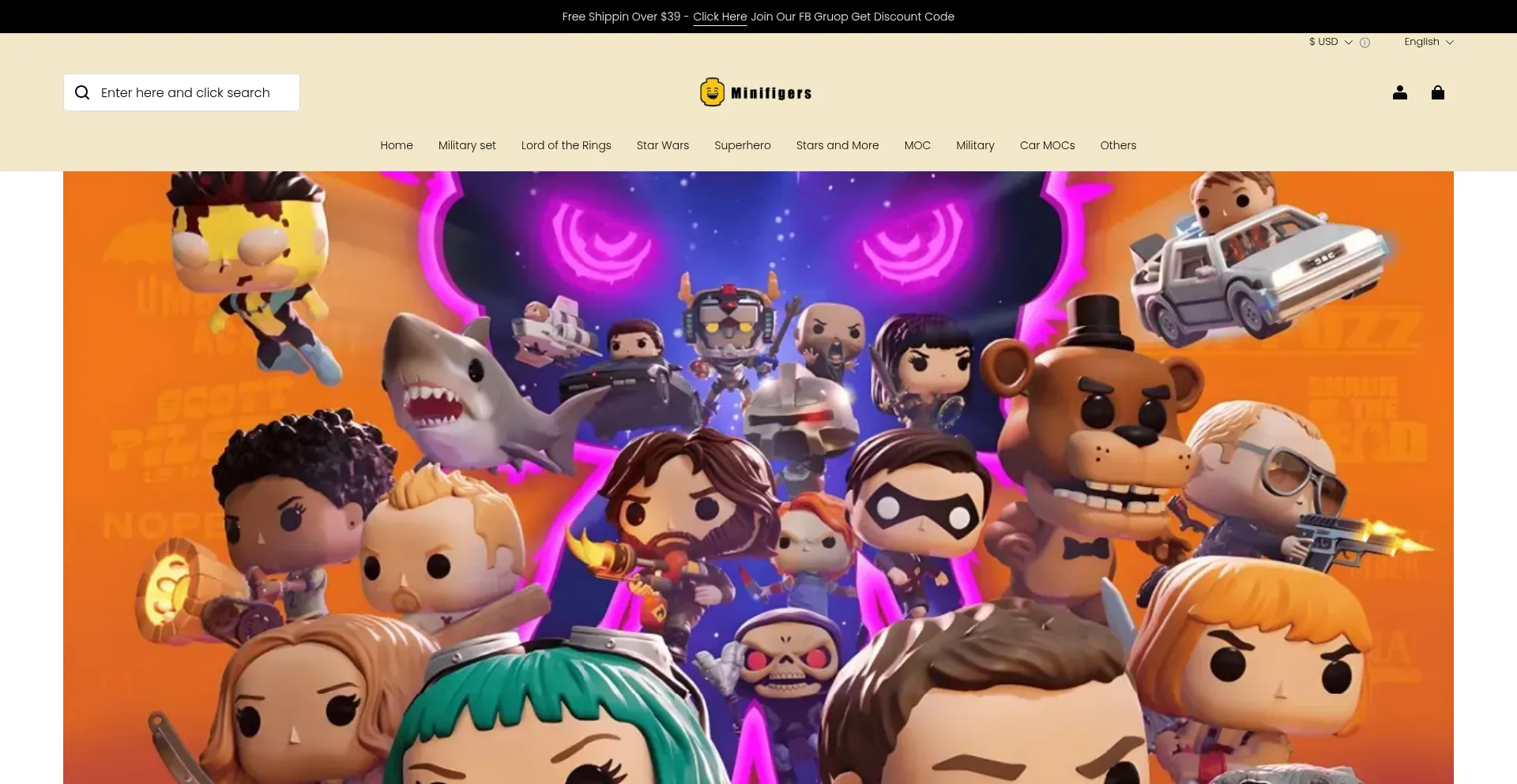 Website screenshot of Theminifiges.com