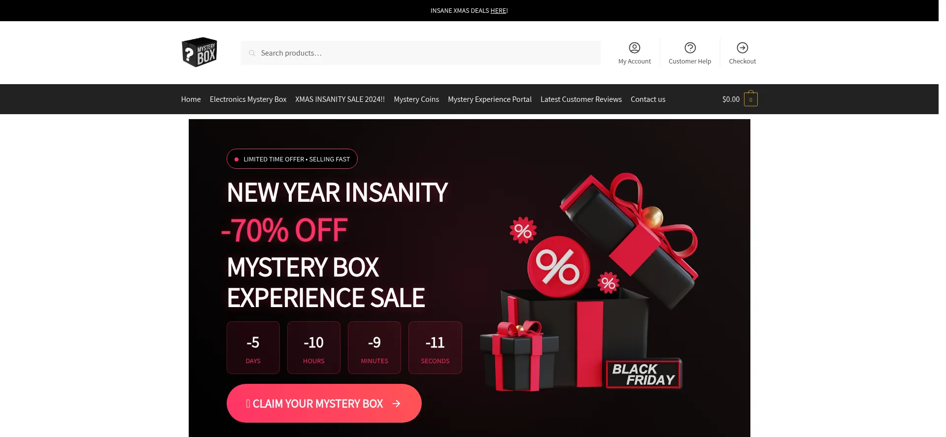 Website screenshot of Themysterybox.store