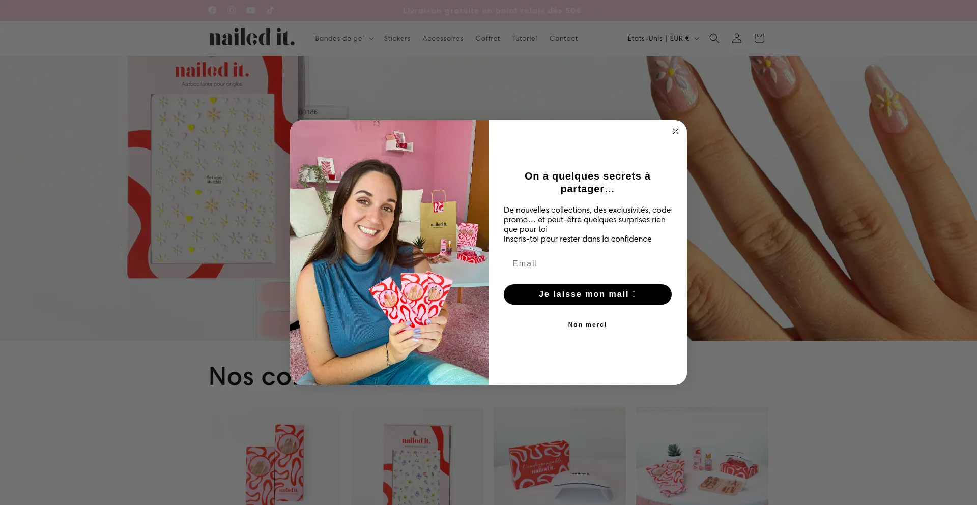 Website screenshot of Thenaileditshop.fr