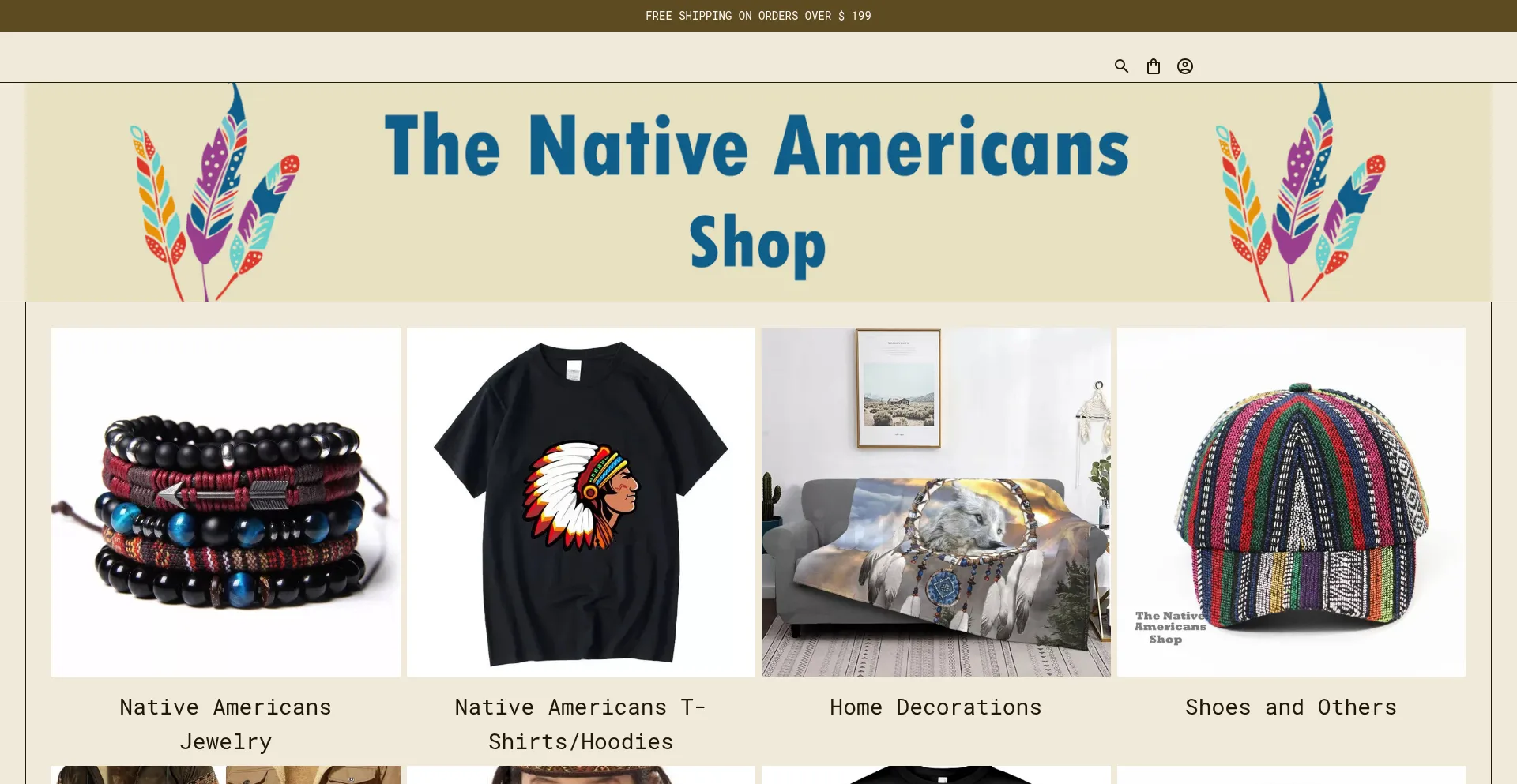 Website screenshot of Thenativeamericansshop.com
