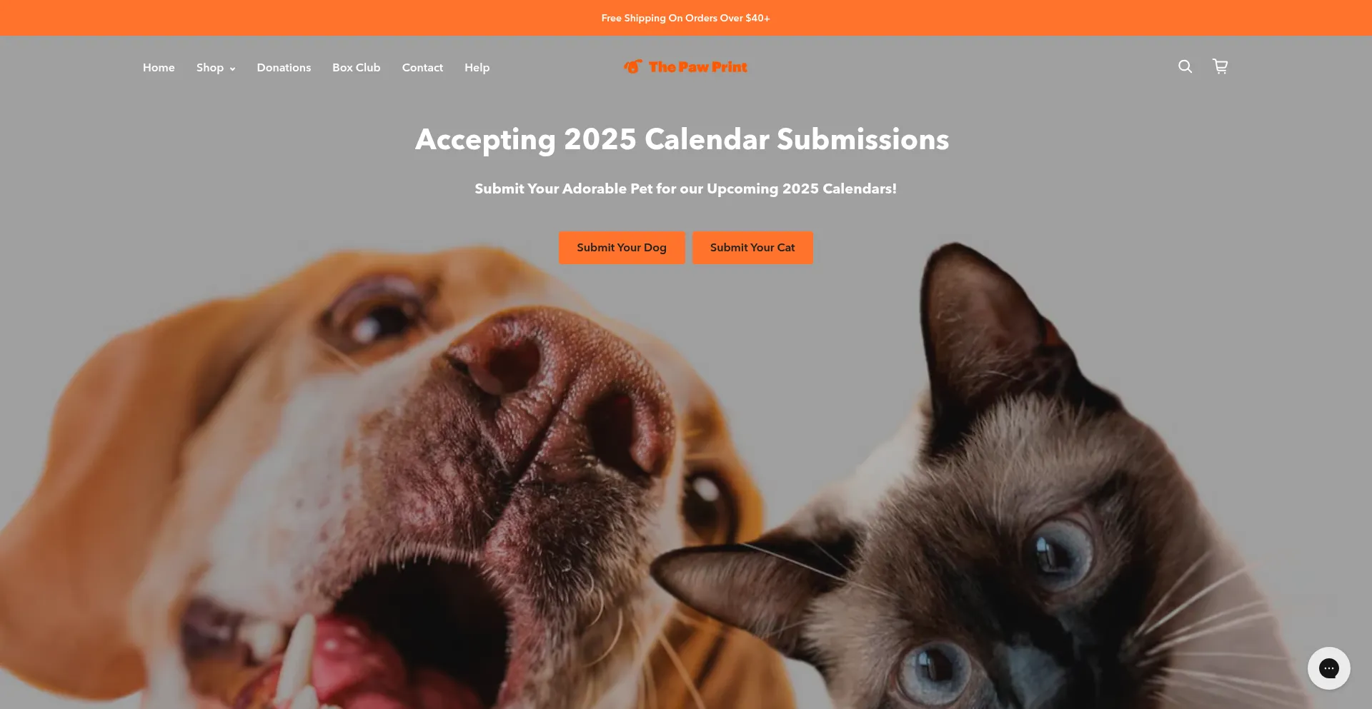 Website screenshot of Thepawprint.store