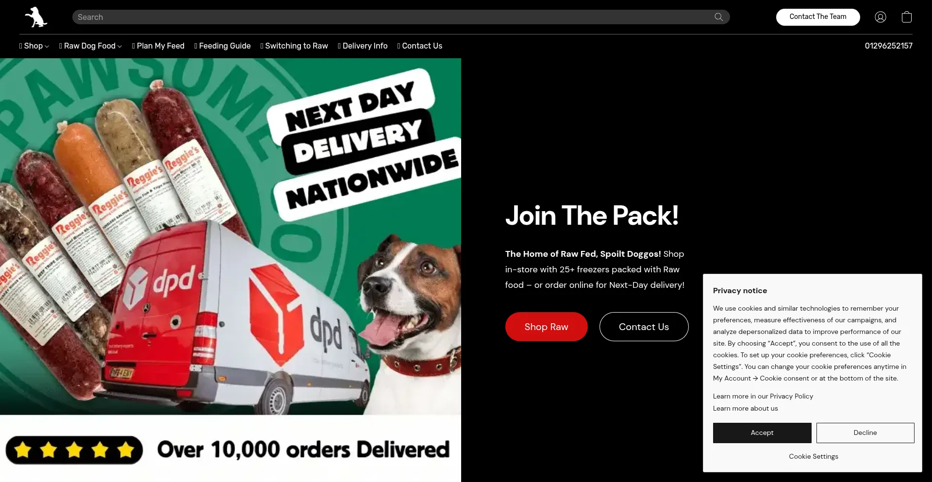 Website screenshot of Thepawsomeco.shop
